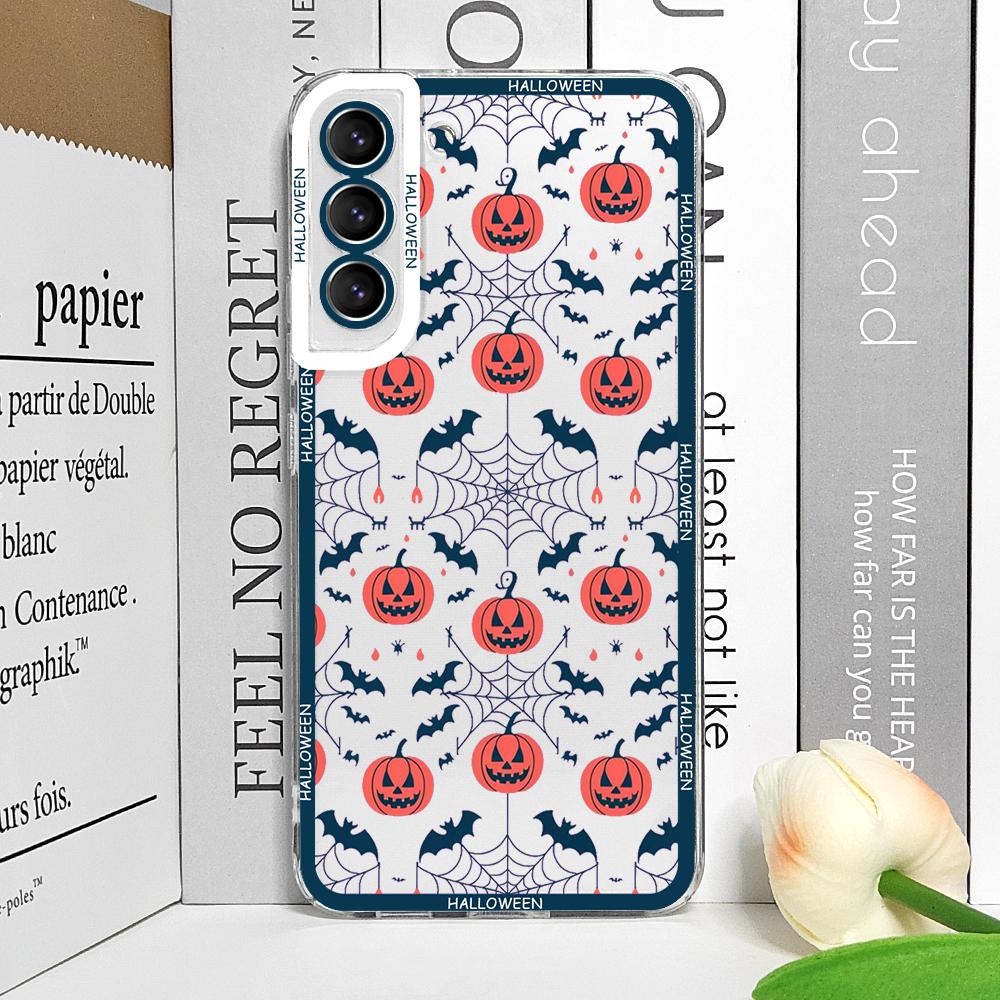 

Cartoon Halloween Pumpkin Ghost Bat Phone Case for Samsung Galaxy S25 S24 S23 Ultra S22 S21 S20 Plus S24FE A55 A54 5G Soft Cover Galaxy S20 FE 5G