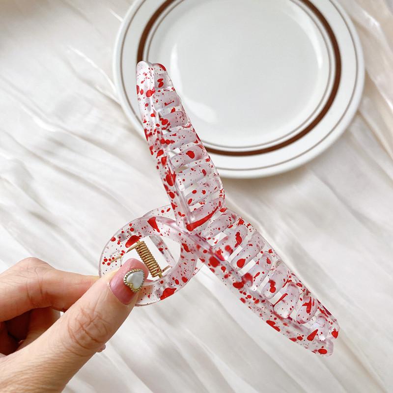 Oversized Korean Candy Color Hair Claw Clip With Polka Dots For Elegant Styling