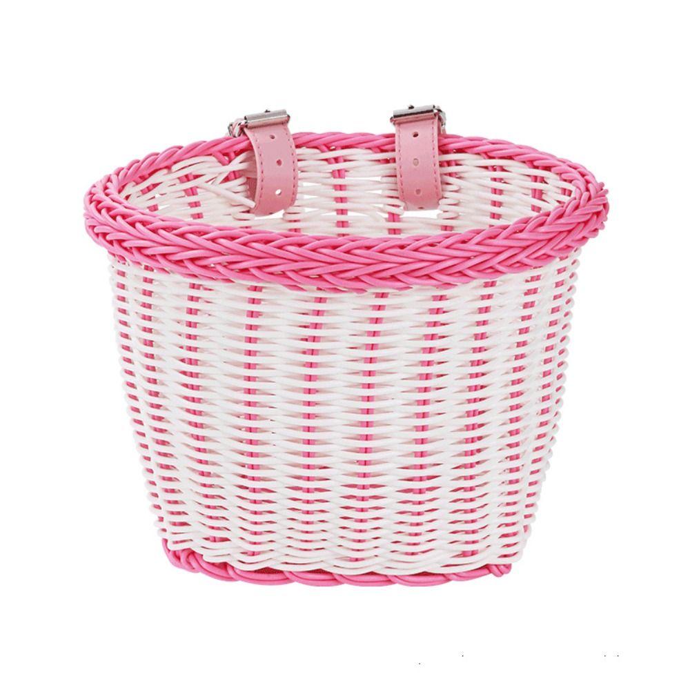 Handwoven Bicycle Basket Adjustable Leather Straps Cycling Handlebar Basket  Kids Adult Bikes