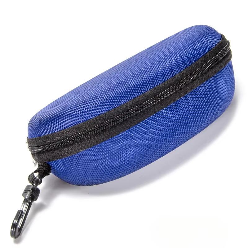 1pc Portable Sunglasses Case Protector Oxford Cloth Hard EVA Zippered Eyeglasses Case with Carabiner Unisex Eyewear Accessories