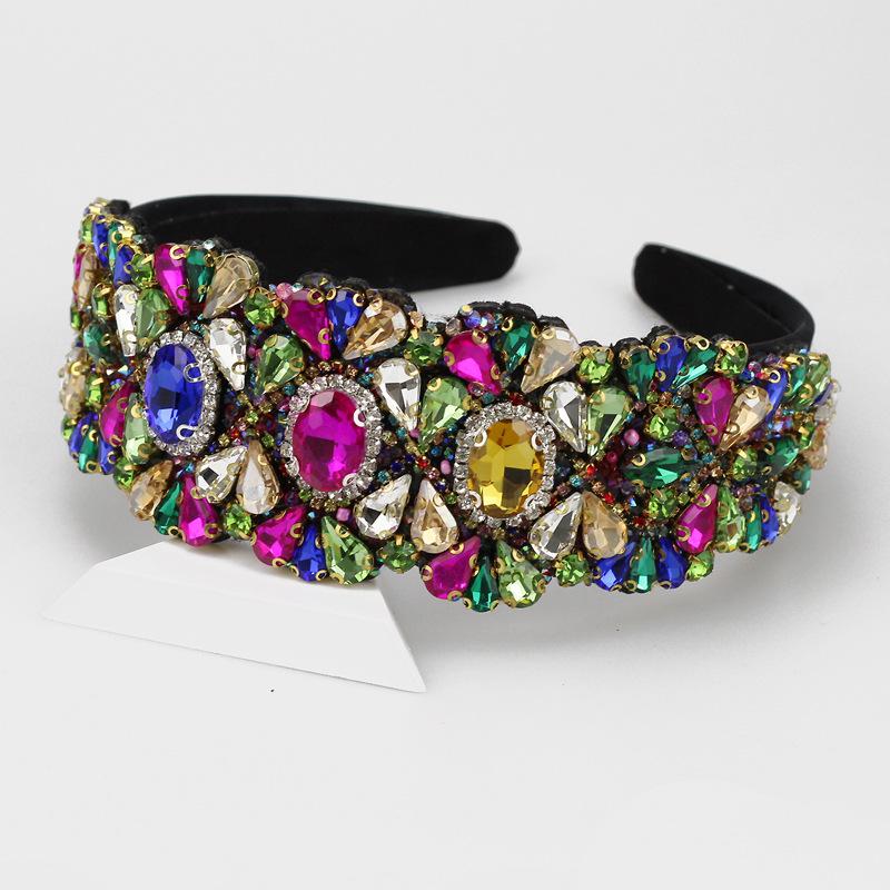 Fashion New Headband Wide Edge Black Color Full Diamond Headband Cross-border High-end Banquet Temperament Hair Accessories 2026