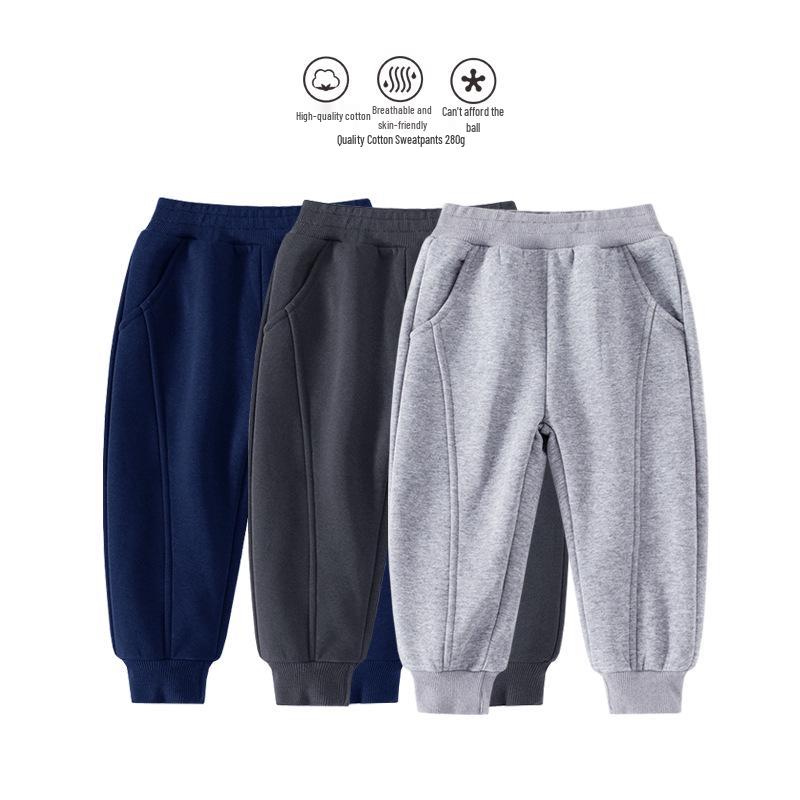 Pantaloni della tuta tinta unita da 280G per neonati e bambini - Primavera/Autunno, Stile coreano, Pantaloni lunghi alla moda e cool