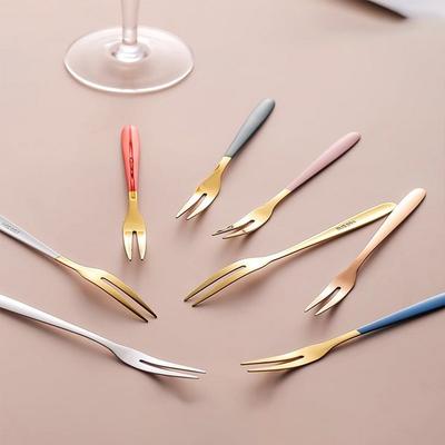 DS Dezertní ovocná čajová vidlička sada Nerezová ocel 304 Dárek Domácí použití, Smíšené barvy 8 kusů, 1 kus, Korejské oblíbené nádobí