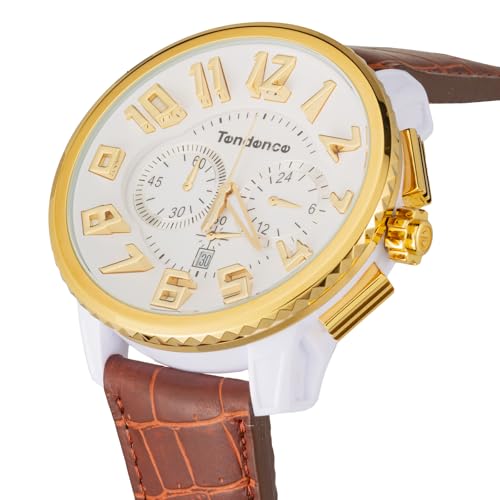 Tendence Gulliver Round Chronograph Watch TY046019-BRLE-AM Men's Brown [Parallel Import]