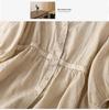 2025 Spring/Summer Women's V-neck Waist-Cinching Cotton Linen Top - Loose, Slimming, Versatile, Five-Sleeve Shirt