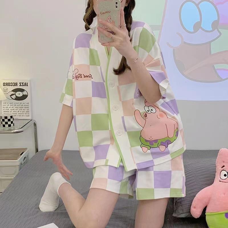 Cardigan Short Sleeve Shorts Pajama Set Girls Summer Kimono Sweet Cute Panda Can Wear Loungewear