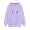 Korean Style Velvet EKG Print Casual Hoodie, Unisex Long Sleeve Pullover for Autumn/Winter