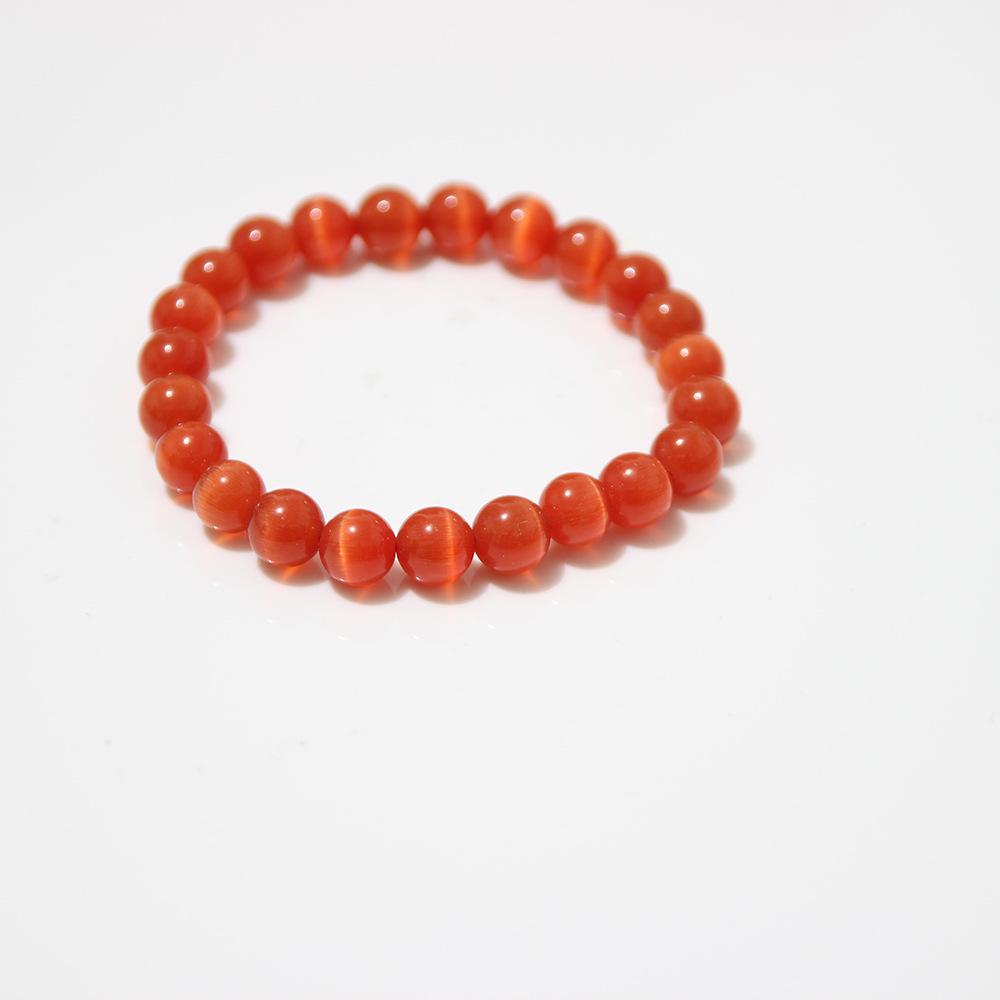 Sky Blue Cat's Eye Bracelet: Round Beads, Fresh Summer Crystal Jewelry for Women and Men