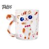 Cartoon-Katze Trinkglasbecher, Isolierter Glas-Kaffeebecher, mit Katzen-Schwanz-Griff-Design, Transparenter Becher für Heiße Kalte Getränke