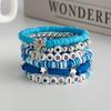 Creative Color-Block Alphabet Clay Stretch Bracelet-Stackable CCB Star Pendant Hand Jewelry Cute Daily Accessory for Fashion Lovers