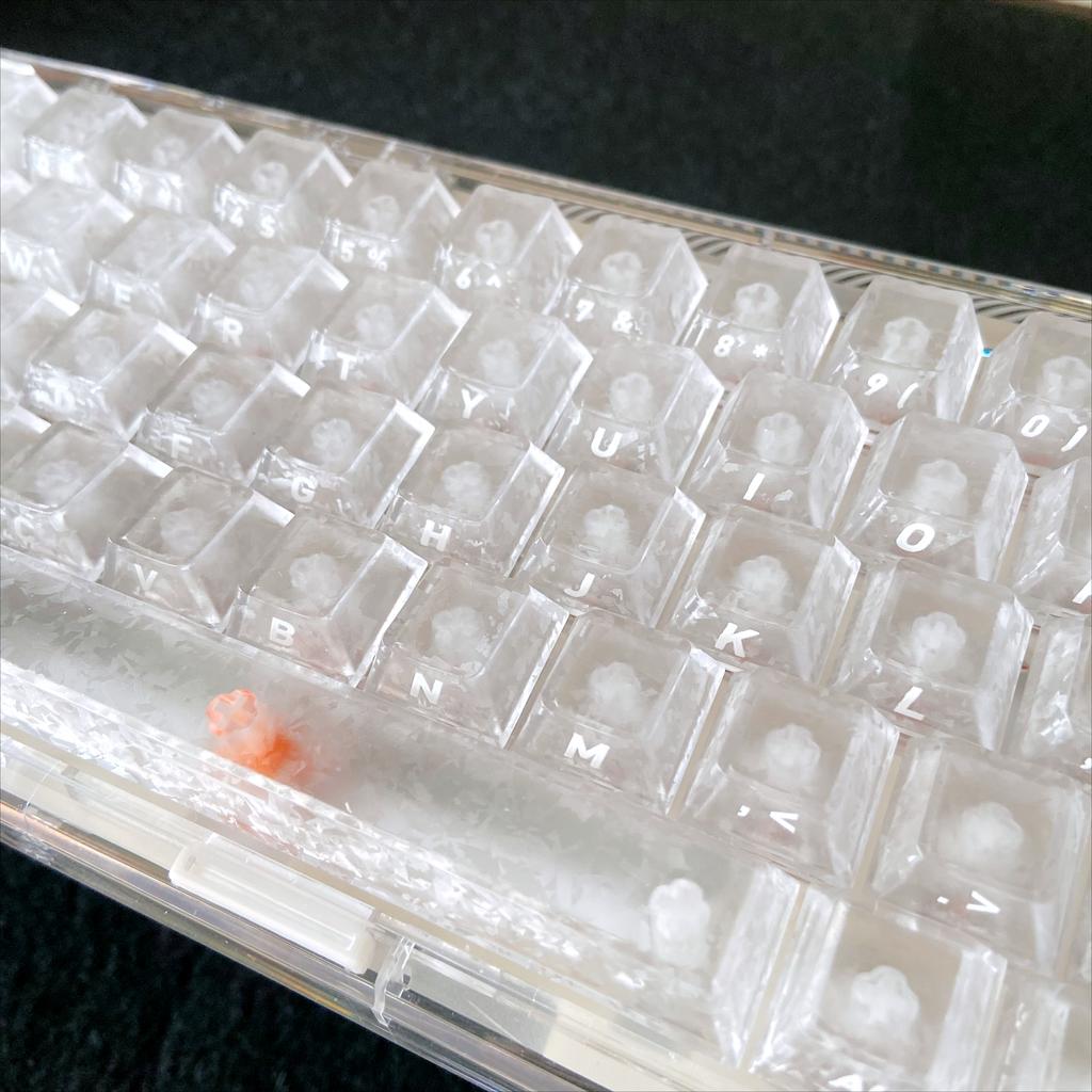 White Snowflakes Key Caps Imitation Carbon Fiber Side Printed PBT Transparent Keycap for Mechanical Keyboard 68 75 87 95 108