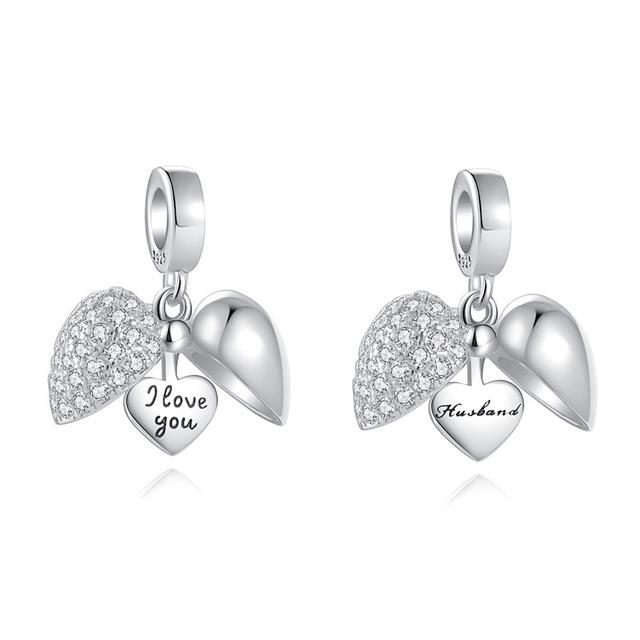 Summer New Open Heart I Love You Nan Dad Diy Bead Fit Original Charms Silver 925 Bracelet Jewelry Women Acessories