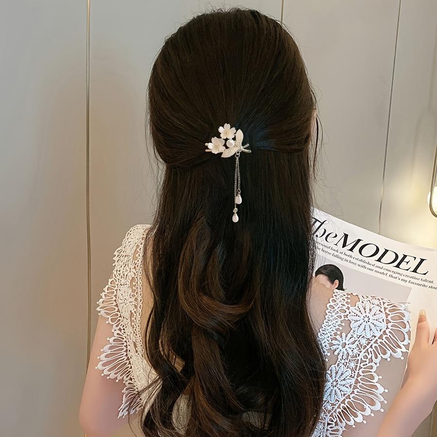 1PC Mori Elegant Lily of The Valley High Imitation Pearl Edge Clip Flower Temperament Fashion Fringed Hairpin