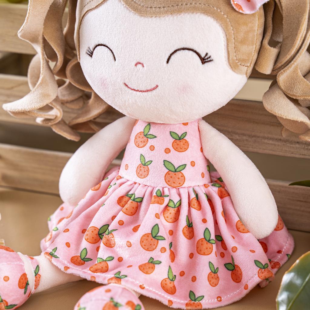 Baby Dolls Soft Plush Fruit Toys Ideal for Baby's first Birthday Gift 30cm Orange