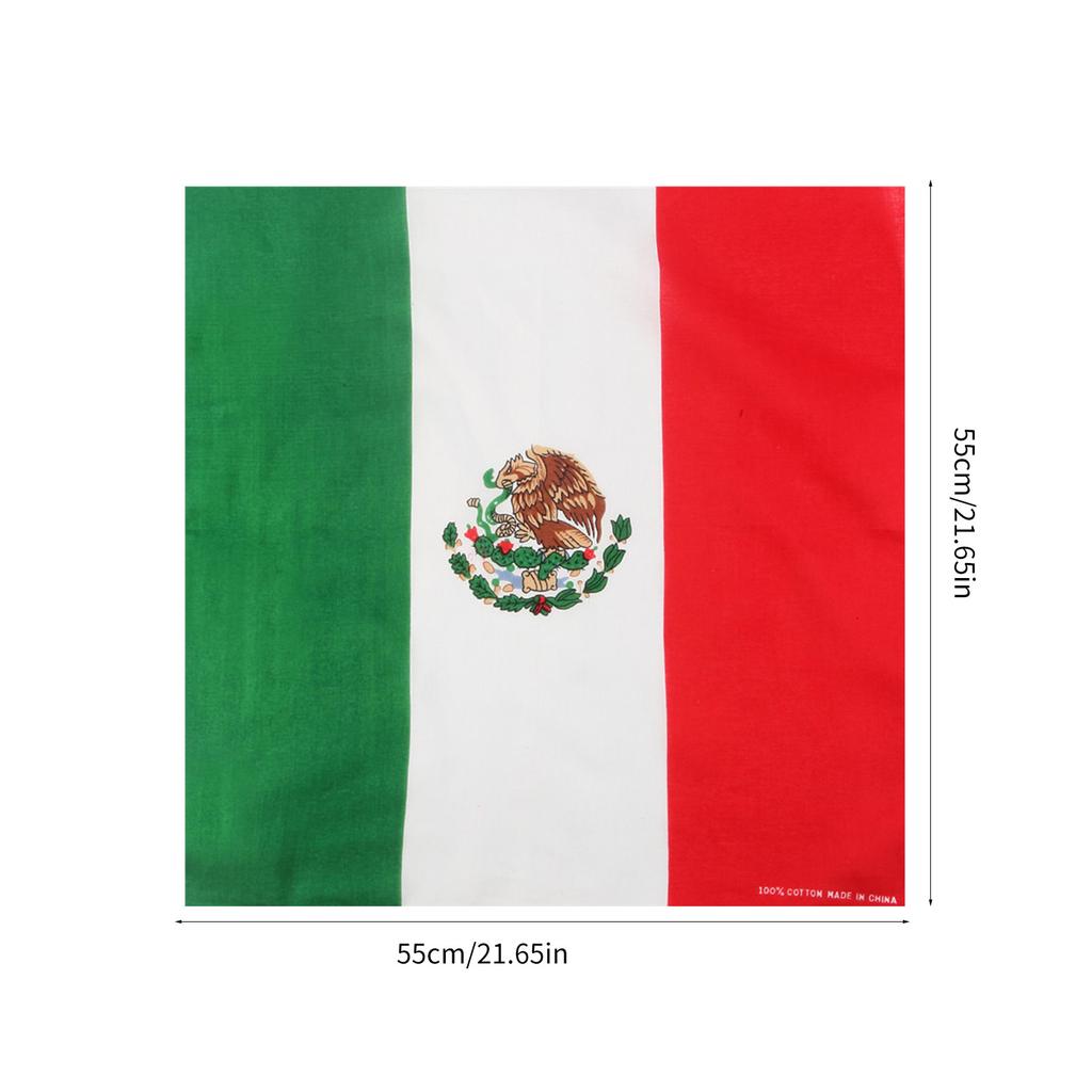 55x55cm Flag Print Bandana Music Festivals Hair Kerchief Multi Purpose Head Wrap Square Turban for Girls Photo Props