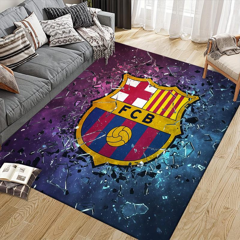 Tappeto Quadrato a Fantasia Flanella Futbol Club Barcelona, Tappeto da Area, Tappeto per Soggiorno Camera da Letto Divano Sala Giochi Decorazione, Tappetino Antiscivolo