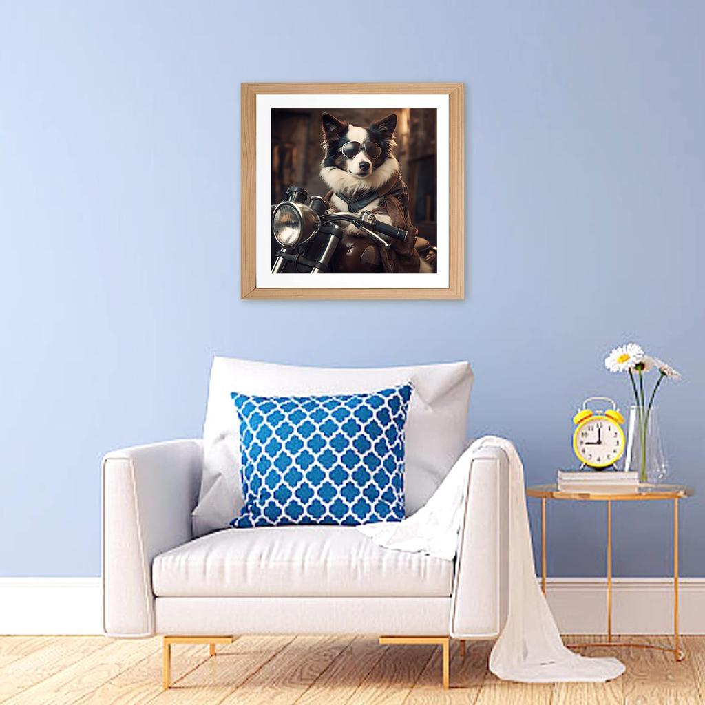 DIY Diamond Painting Dog Driving A Motorcycle Cross Stitch Kit Mosaic Art Diamond Painting Full Circle/Square Diamond Home Decoration