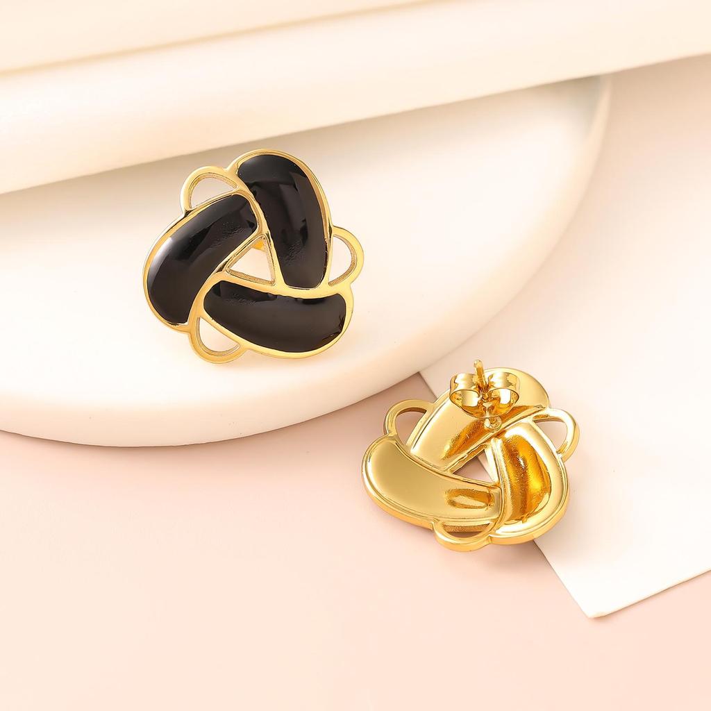 French Enamel Drip Oil Earrings: Stainless Steel, Irregular, Titanium Women's Luxury
