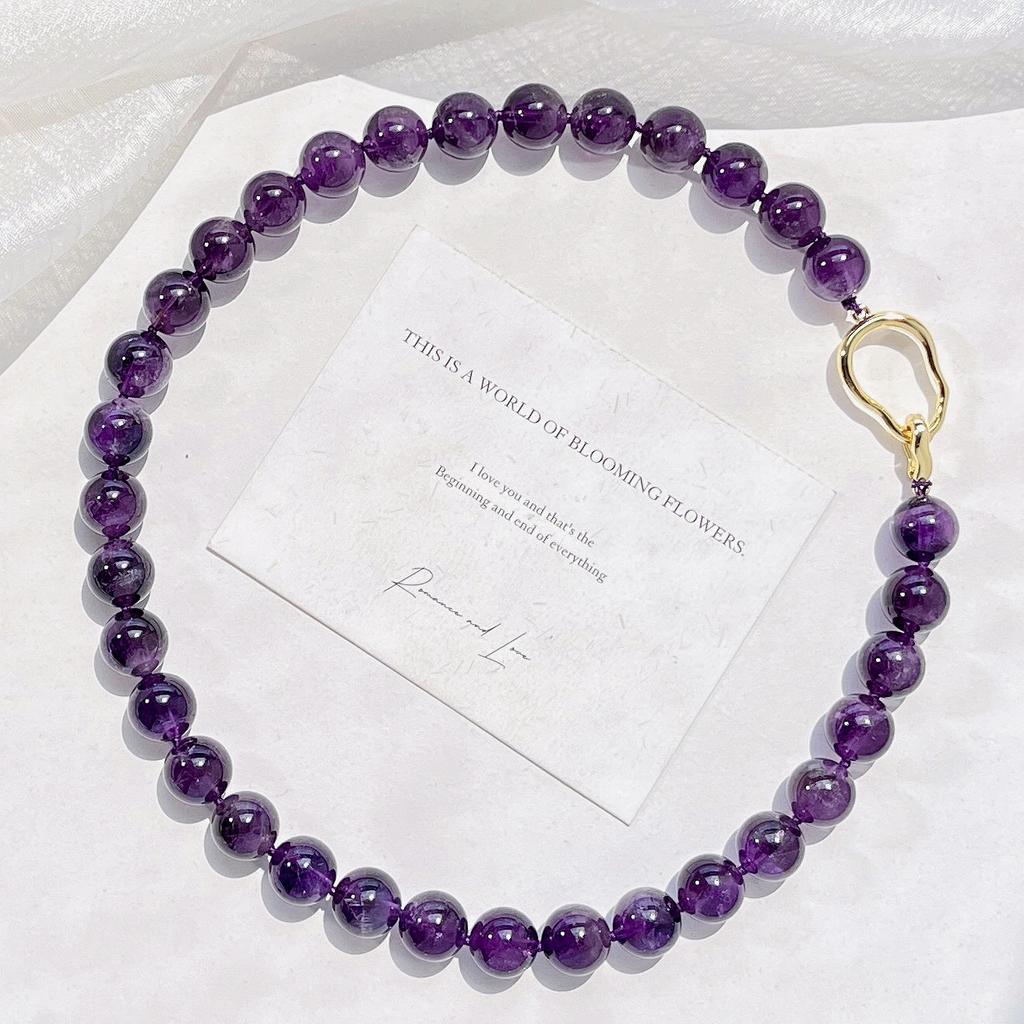 12Mm Natural Grape Royal Amethyst Necklace Clavicle Chain