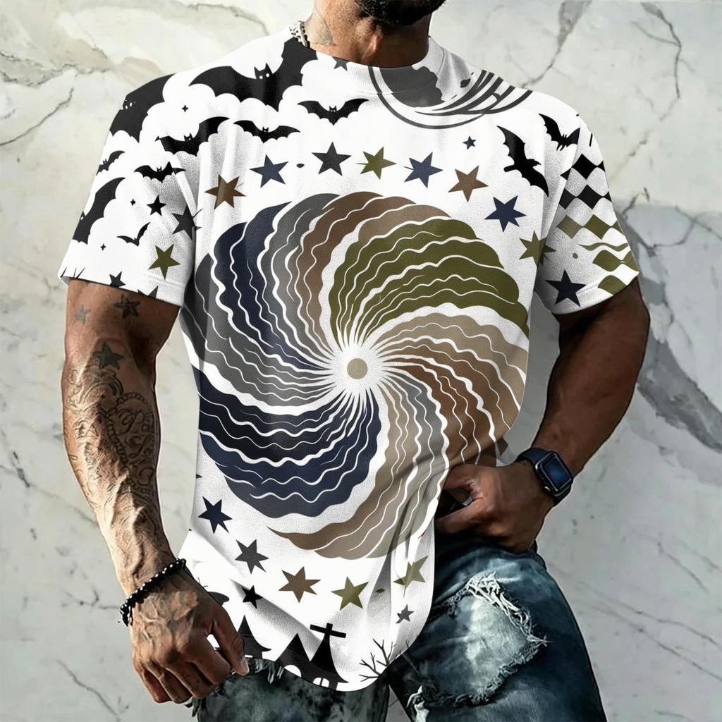 Men's Halloween Vintage Short Sleeve T Shirt Loose Breathable Summer Sports Streetwear Casual Everyday Top Lightweight Comfortable Fit