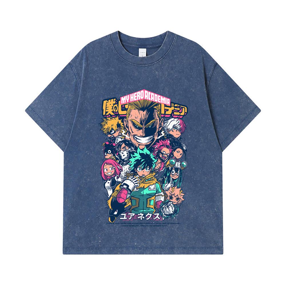 275 GSM Washed T-shirts 100% Cotton My Hero Academia V6 Print Unisex Heavy Cotton T Shirt