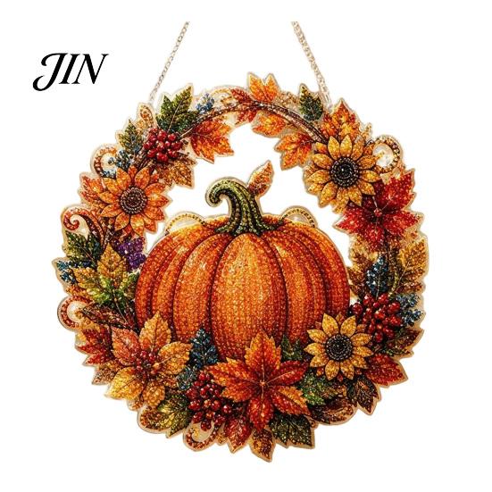 Sezonowy element dekoracyjny Dynia Akrylowy Dekor na Okno, Ornament Wianek Jesiennych Plonów na Święto Dziękczynienia Halloween, Wewnątrz Zewnątrz