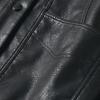 Women Jacket Faux Leather Smooth Surface Turn-down Collar Single-breasted Long Sleeves Pockets Retro
