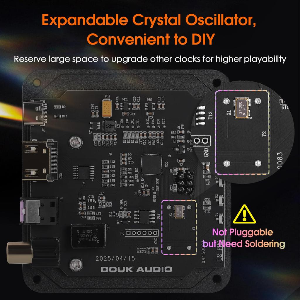 Douk Audio U2 PRO USB Digitale Schnittstelle mit XMOS DSD512 Austauschbar Kompatibel mit und Kompaktes Design XU316, Optischer/Koaxialer/I2S-Ausgang, Unterstützung,