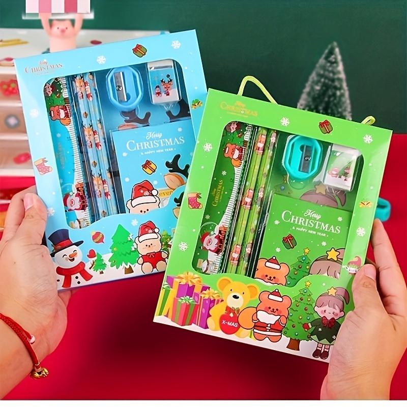 1/4pcs Random Christmas Stationery Set with Cute Cartoon Xmas Design - for School Supplies, Birthday Gifts,  Christmas Gift Set