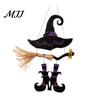 Hanging Wall Decor Halloween Witch Hat Boot Sign, Trick or Treat Decoration Wooden Sign for Home Room, Front Door Hanger Holiday