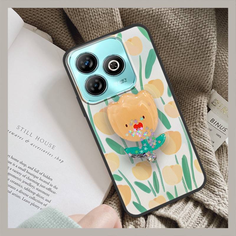 Husă Telefon TPU Design Modă Pentru ZTE Blade A75 4G/Z2359 Anti-șoc Durabil Silicon Suport Cartoon Sclipici Anti-praf