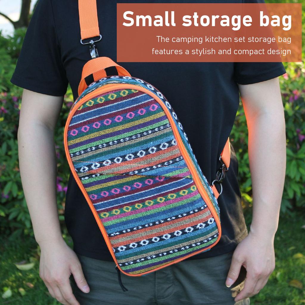 Camping Travel Cooking Utensils Organizer Travel Bag Outdoor Camping Cookware Container Bag for Beach Park Picnic BBQs Ethnic Style