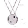 New Best Friends Yin Yang Taiji Pendant Necklace Set For 2 BFF Jewelry Taichi Round Crystal Choker For Bestie Friendship Gift
