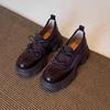Cowhide Version~ Bow Casual Small Leather Shoes Platform Loafers Women's One-pedal Shoes Sports Shoes Thick Heel Single Shoes