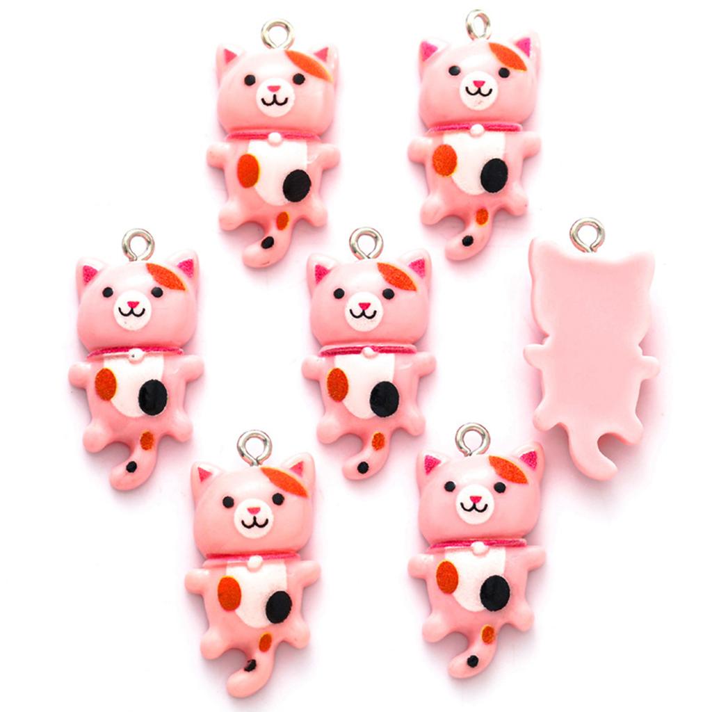 Handmade Resin Cat Figurine Set Captivating Cartoon Cat Pendant DIY Resin Cat Figurine with Customizable Colors