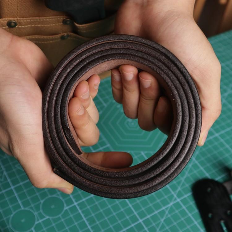 4.5Mm Thickened] Polished First Layer Cowhide Belt Strip Buckle-Free Handmade Belt Vegetable Tanned Men'S Belt Diy