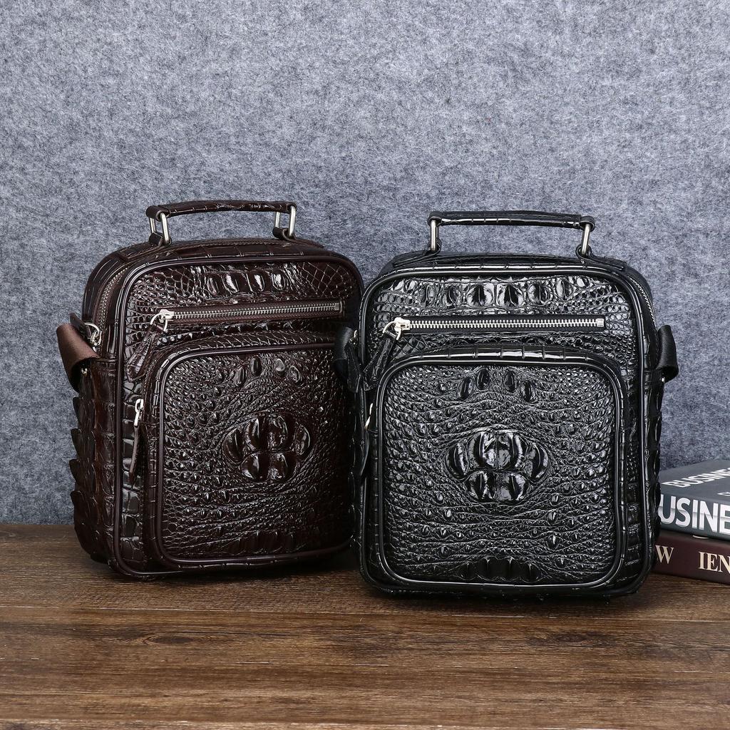 Crocodile Bone Pattern Men's Single-shoulder Bag, Fashionable Large-capacity Men's Bag, Multi-functional Backpack, Hand-held Crossbody Bag