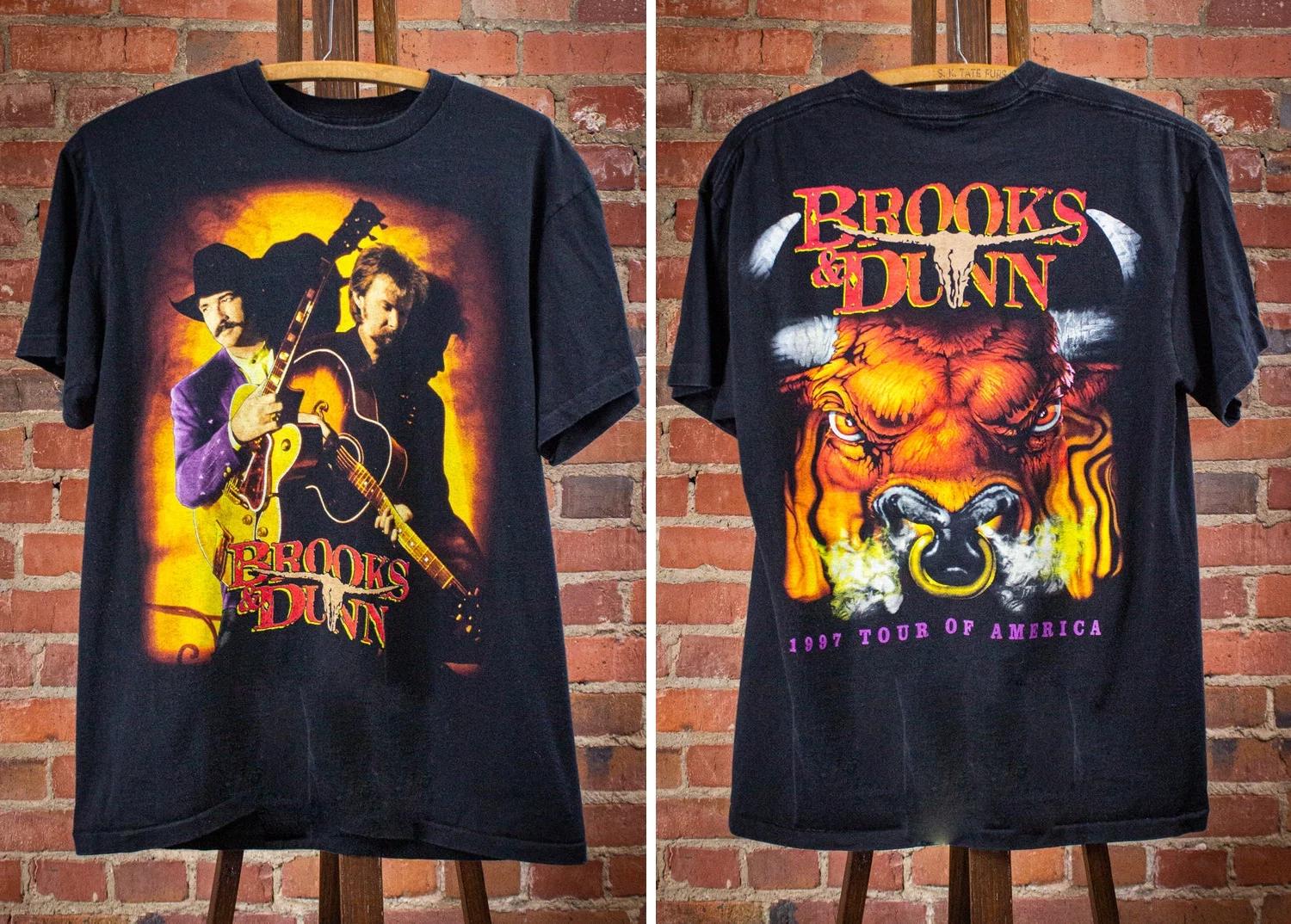 Винтажная футболка Brooks & Dunn Tour of America Концертная 1997 Черная 4XL