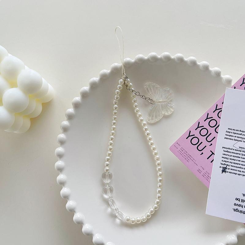 Pearl Love Mobile Phone Chain Beaded Mobile Phone Lanyard Short Strap