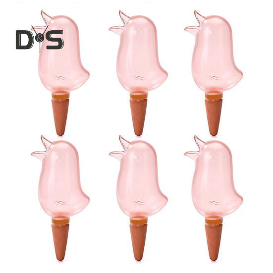 

6 шт. самополивающихся шипов для растений в форме птицы, автоматический поливочный аппарат, простой в использовании, самополивающийся вставной элемент для горшечных растений, подвесных растений, балконного сада розовый