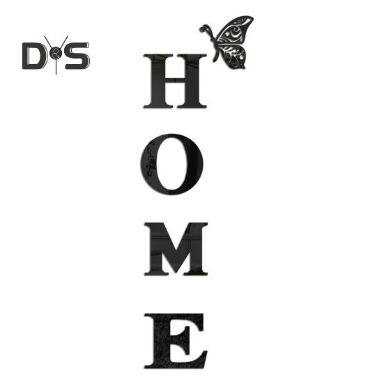 Mirror Home Letter Signs Acrylic Wall Stickers Letters Reflective Wall Decals for Living Room Bedroom Kitchen