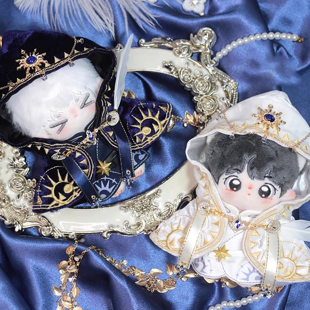 Niannyyhouse 10cm20cm Plush Clothes Robe Belt Magic Cloak Cotton Doll Dress-Up (White, 10cm)