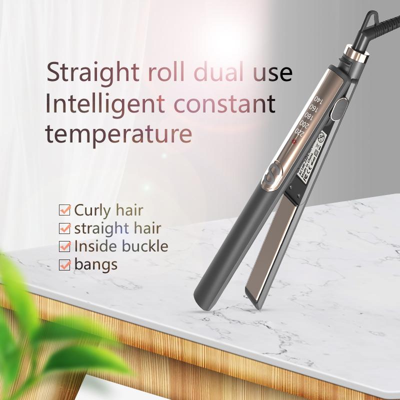 2 In 1 Portable Hair Straighter and Curler 360° Rotatable 5 Levels Temperature Control Fast Heating Professional Hair Tools