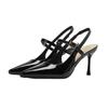 French Bag Head Sandals Back Empty Women's Shoes Spring and Summer 2025 New Pointed Thin Heel Non-patent Leather Shallow Mouth Temperament Single Sh