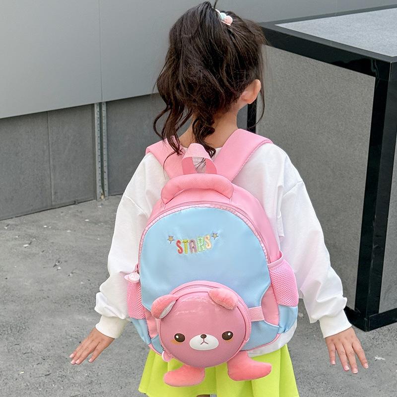 Cute bear kindergarten schoolbag, new boys and girls baby mini backpack, small and medium class children's bag