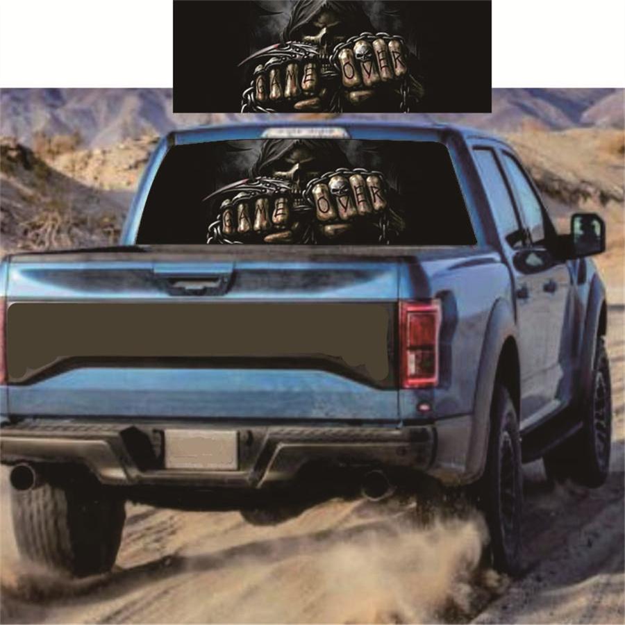 135x36cm Rear Window Sticker Grim Reaper Skull Style For Pickup Truck Universal