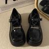 Thick-soled Black Patent Leather Mary Jane Small Leather Shoes Autumn Retro College Style Single Shoes with Skirt