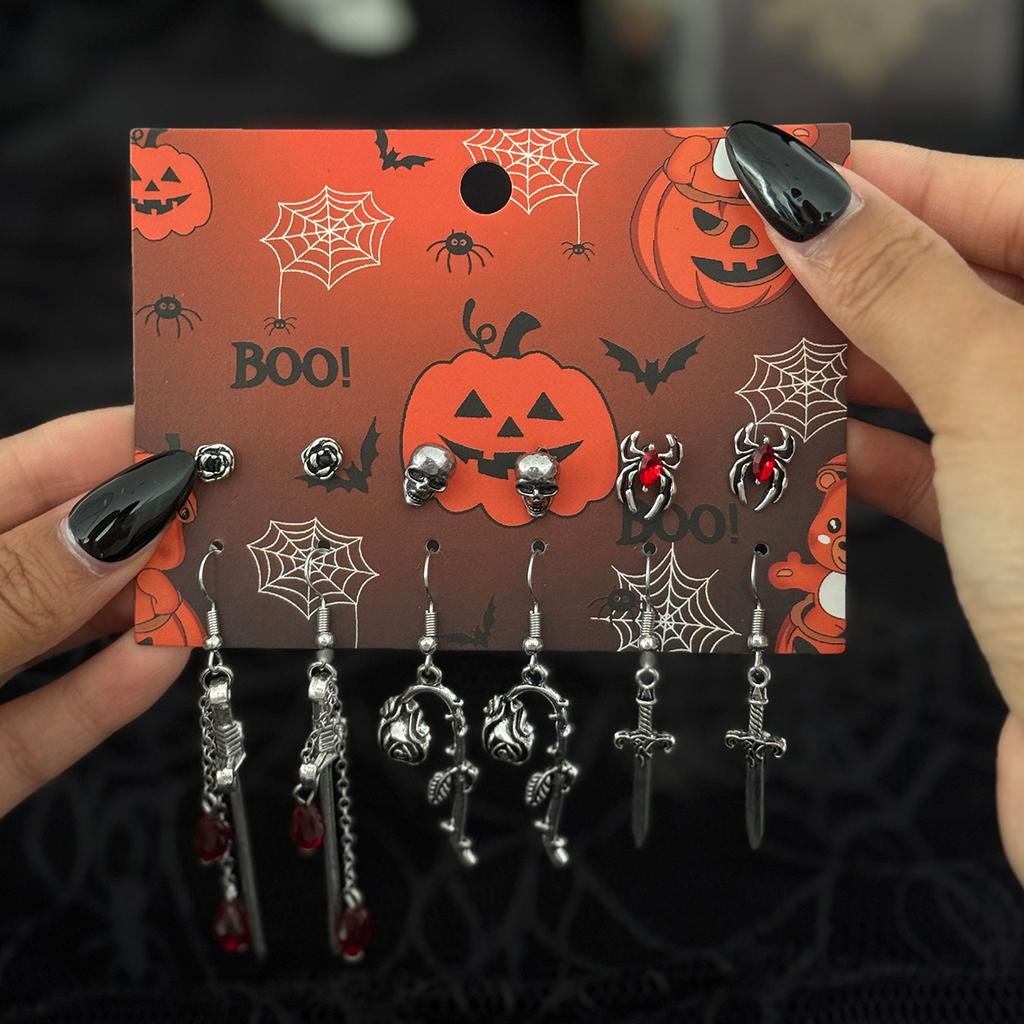Set Cercei Halloween Desene Animate Amuzant Cap de Dovleac Fantomă Elemente Liliac Ciucure Set Bijuterii Urechi Înfricoșător Amuzant Trendy Accesorii Femei