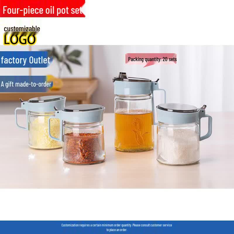 Meishangyuan 4-Piece Glass Oil & Spice Jar Set