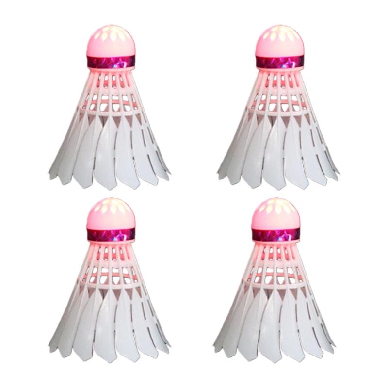 4Pcs Light Weight Night Training LED Glow Shuttlecocks Luminously Windproof Badminton Ball for Outdoor Play Enduring